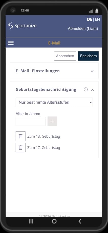 Automatische Geburtstagserinnerung an Tarifwechsel bei Altersgruppenwechsel von Kindern zu Jugendlichen oder Erwachsenen